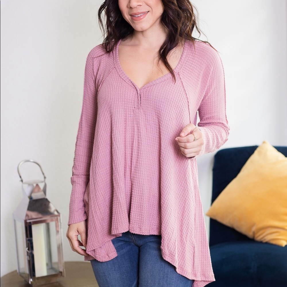 Thermal long sleeve top with raglan sleeve